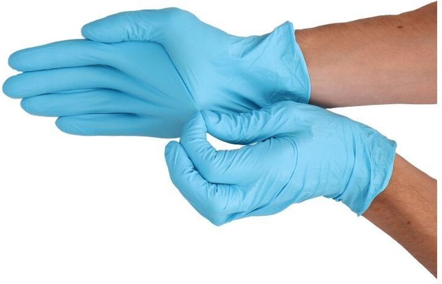 latexine, handschuhe, eenmans, blauw, nitrile
