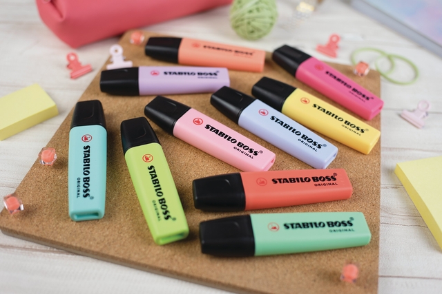 stickione, stabilo boss highlighter, marker, neon color, highlighter set