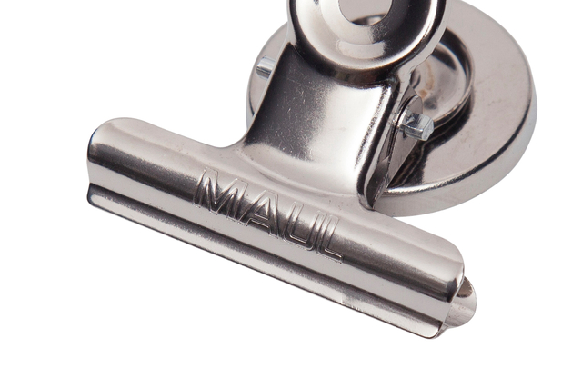 Papierklem MAUL Bulldog met magneet 40mm zilver 2 stuks