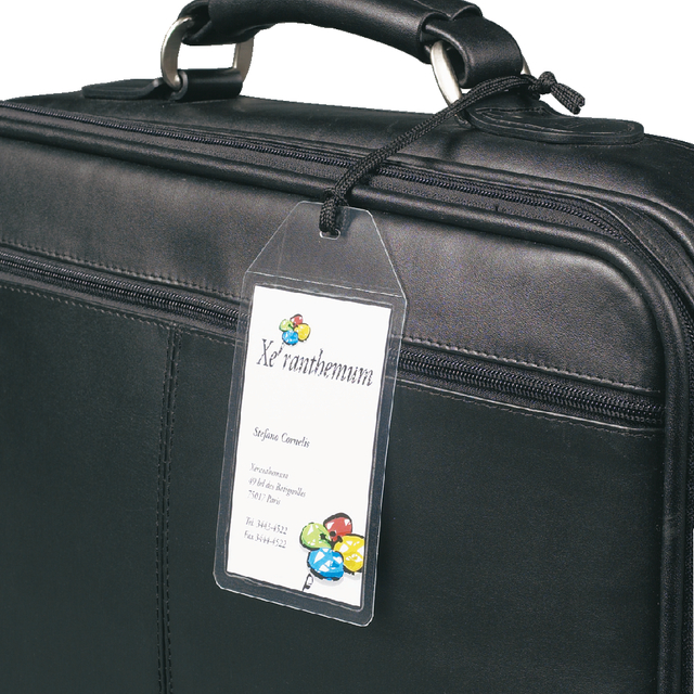 Label bagage Djois 3L 11120 72x123mm met nylonkoord transparant 10 stuks