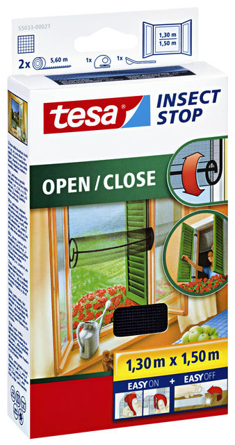 Insectenhor tesa® Insect Stop OPEN/CLOSE raam 1,3x1,5m zwart