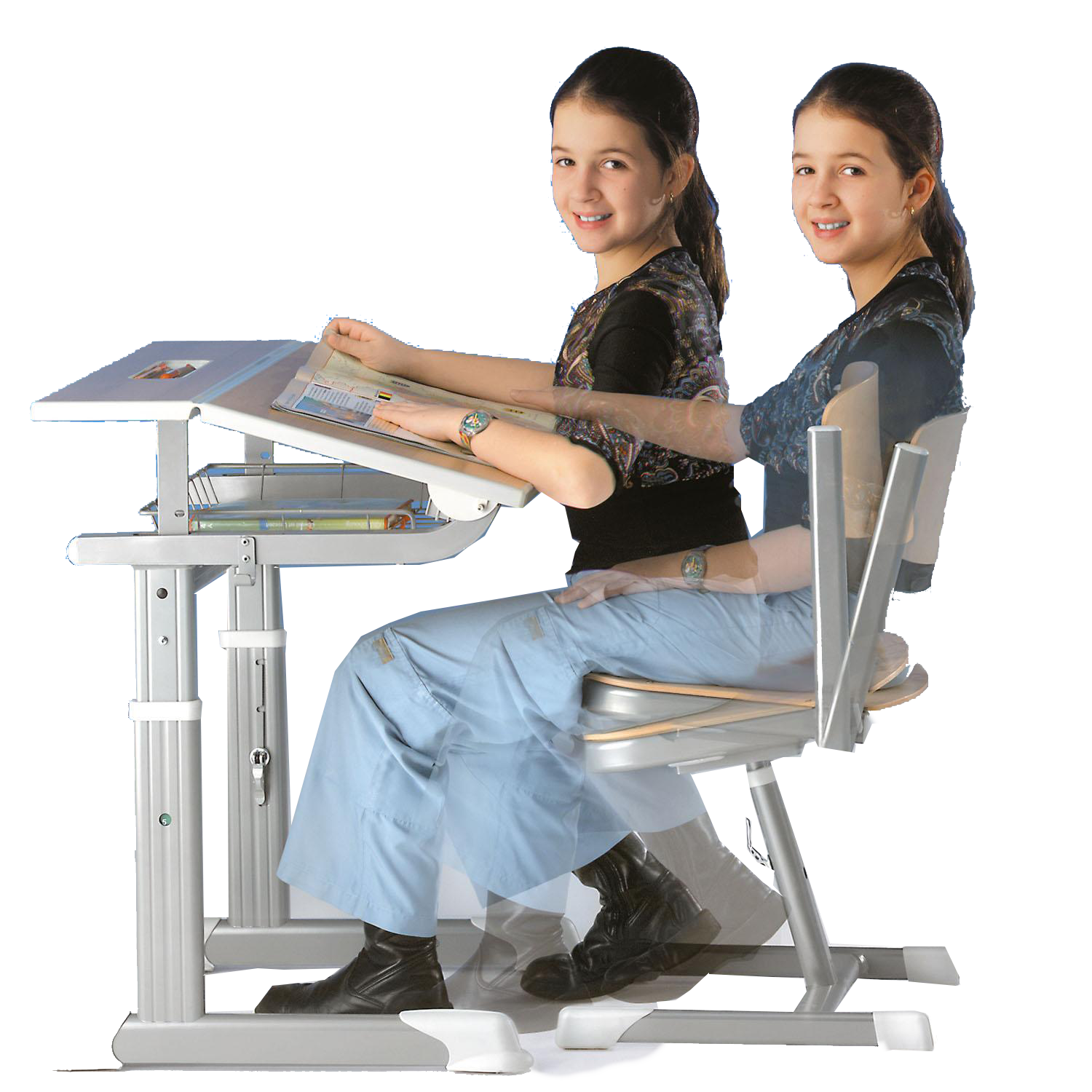 Aluflex schoolbureau met hoogteverstelling