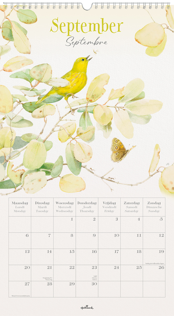 kalender, maandkalender, natuur, vogel, vlinder