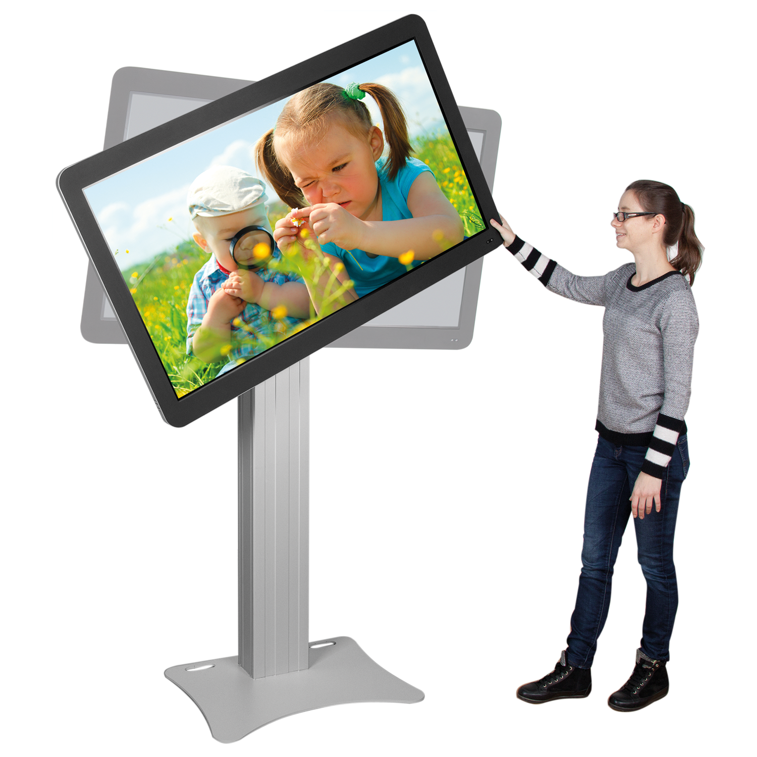 Vrijstaande TV standaard in portret of landschap modus 195 cm voor 42 tot 100 inch schermen