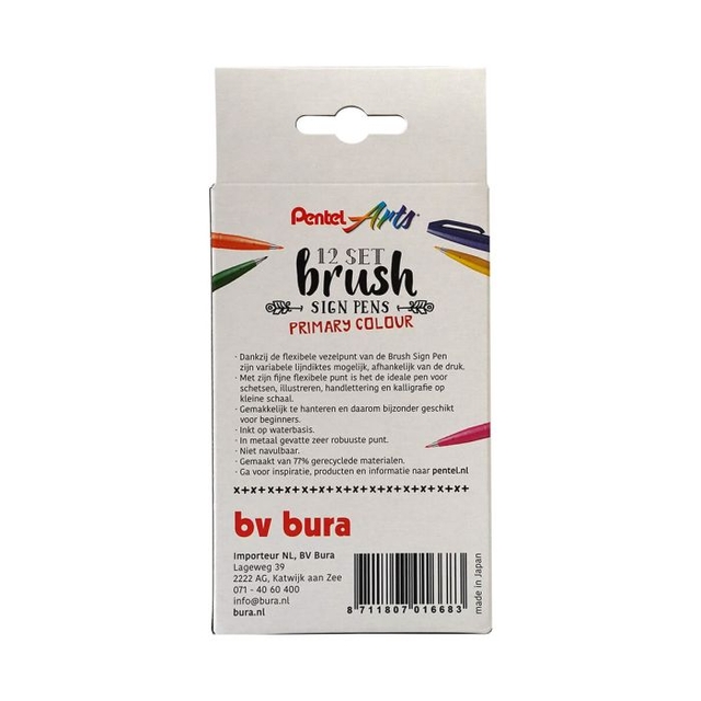 brush pens, 12 set, sign pens, primary colour, bura