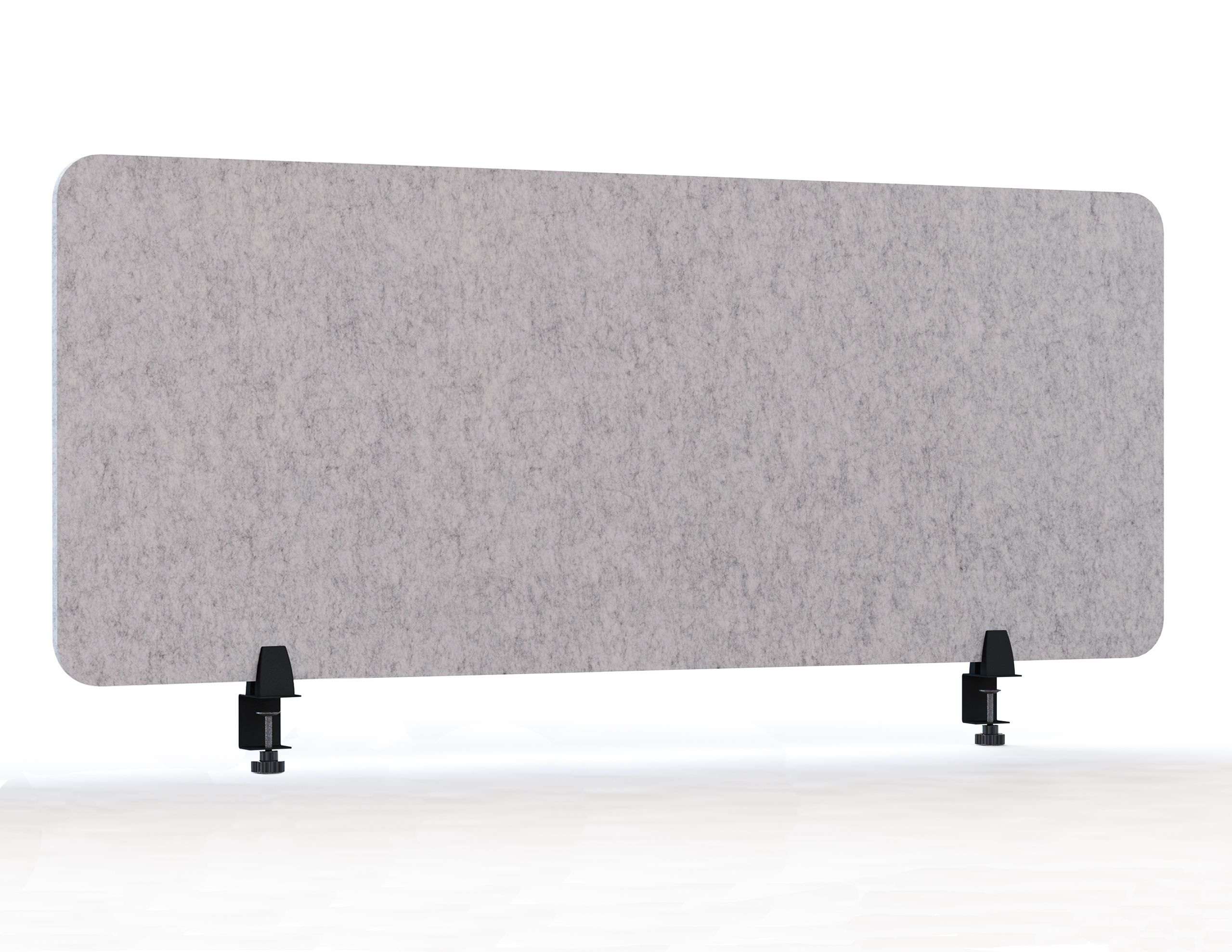 Akoestisch PET-vilt scheidingsscherm bureau, lichtgrijs, incl. 2x bureauklem - 60x160 cm