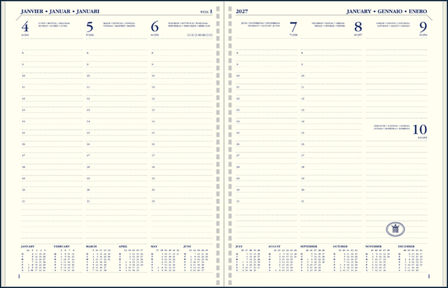 planner, wall calendar, double-page, grid layout, 2027 calendar