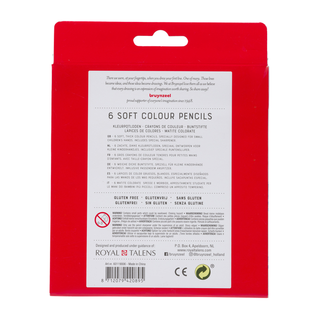 potlood, 6 stuks, soft kleuren, kleurpotloden, glutenvrij