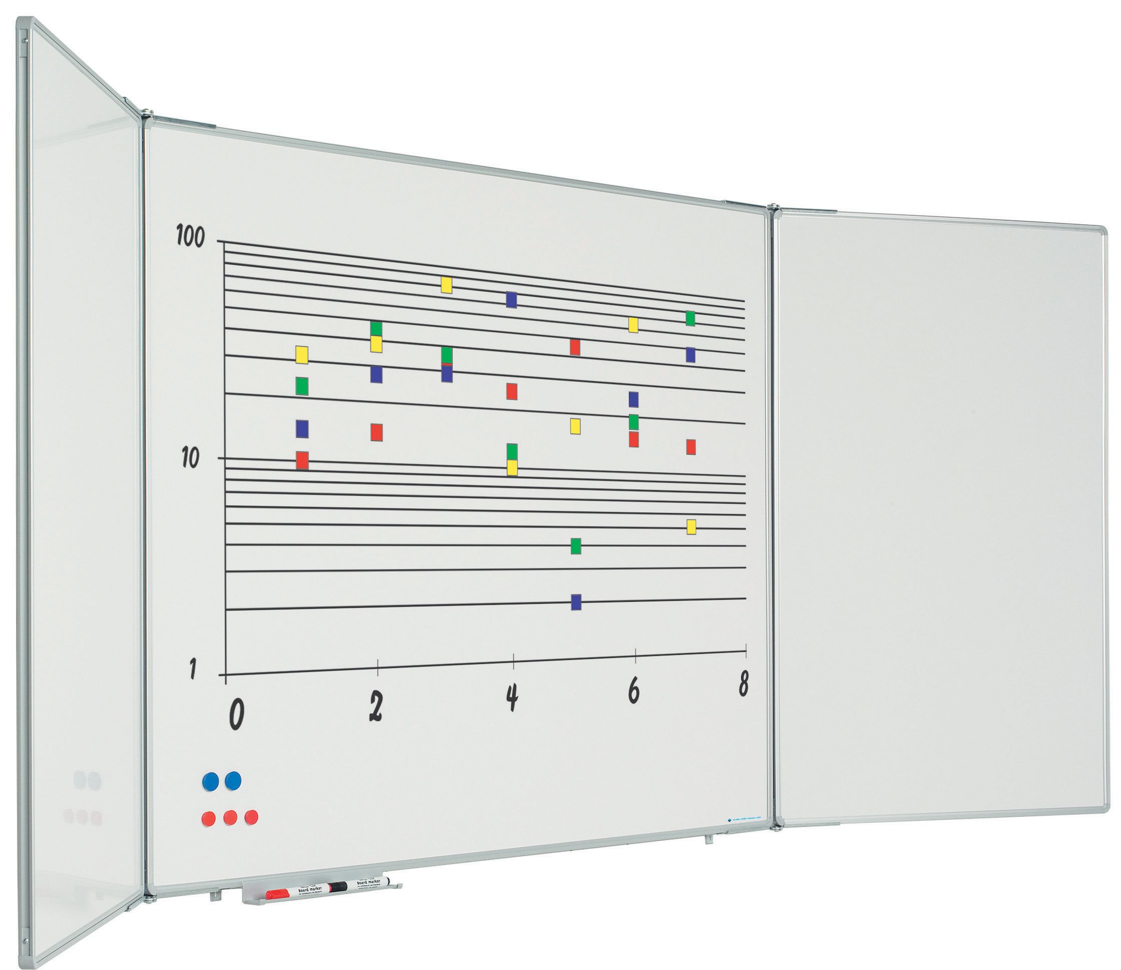 Vijfvlaks whiteboard RC-10, wit emaille - 60x90 cm