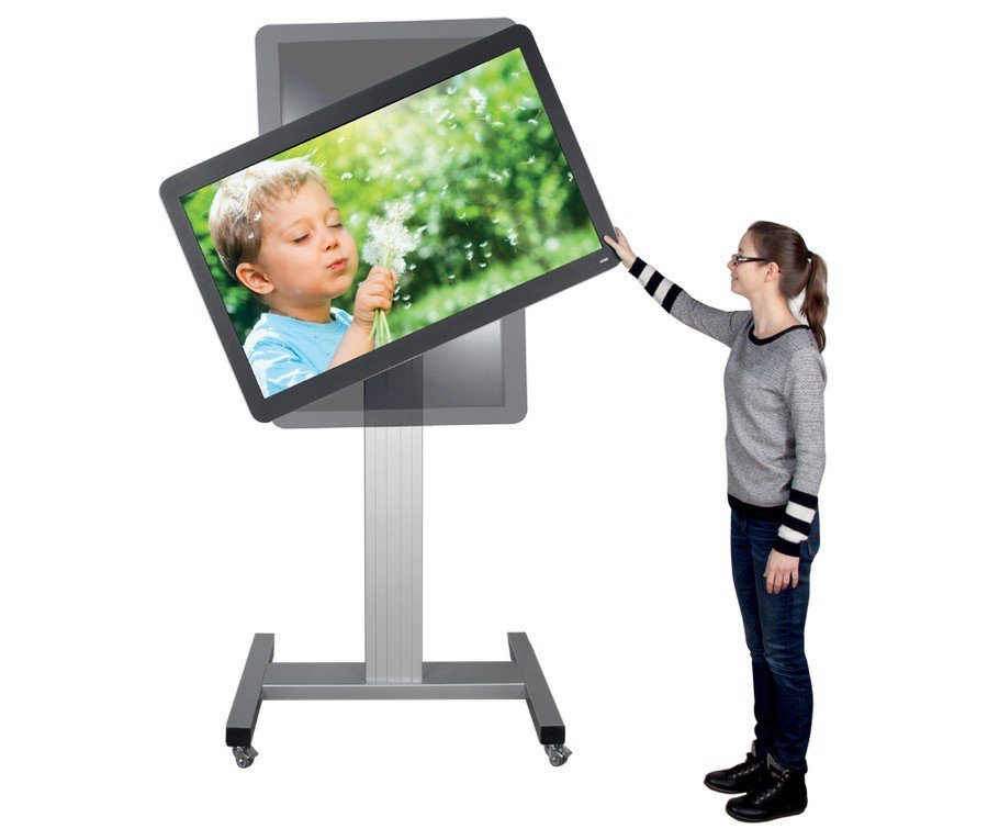 Verrijdbare, vaste TV standaard in portret of landschap modus 175 cm voor 42 tot 100 inch schermen met H-onderstel