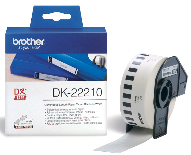 Etiket Brother DK-22210 29mm thermisch 30-meter wit papier