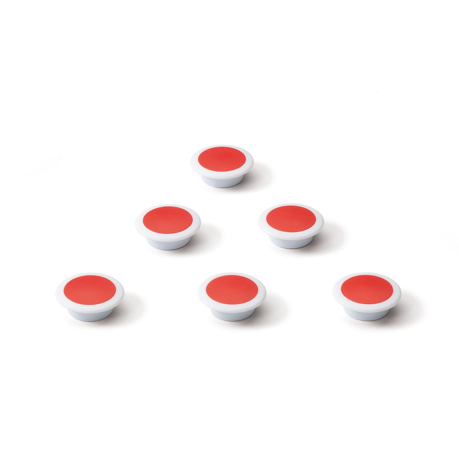 Glasbordmagneten rood, extra sterk, 6 stuks - Ø30 mm