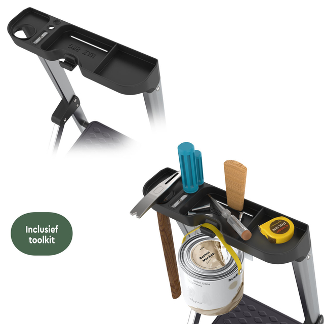 tuinproject, werkbank, kruiwagen, verfemmer, toolkit