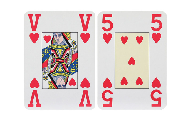 kaartspel, spades, harten, koningin, vijf