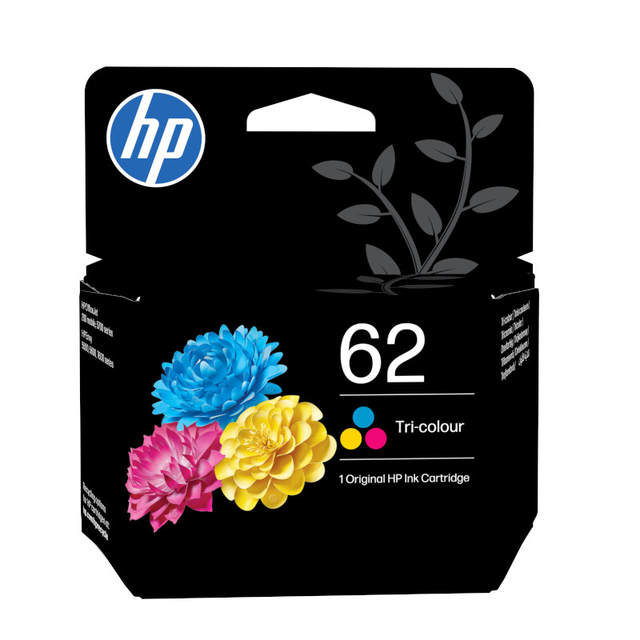 inktcartridge, HP, kleur, driekleur, 62
