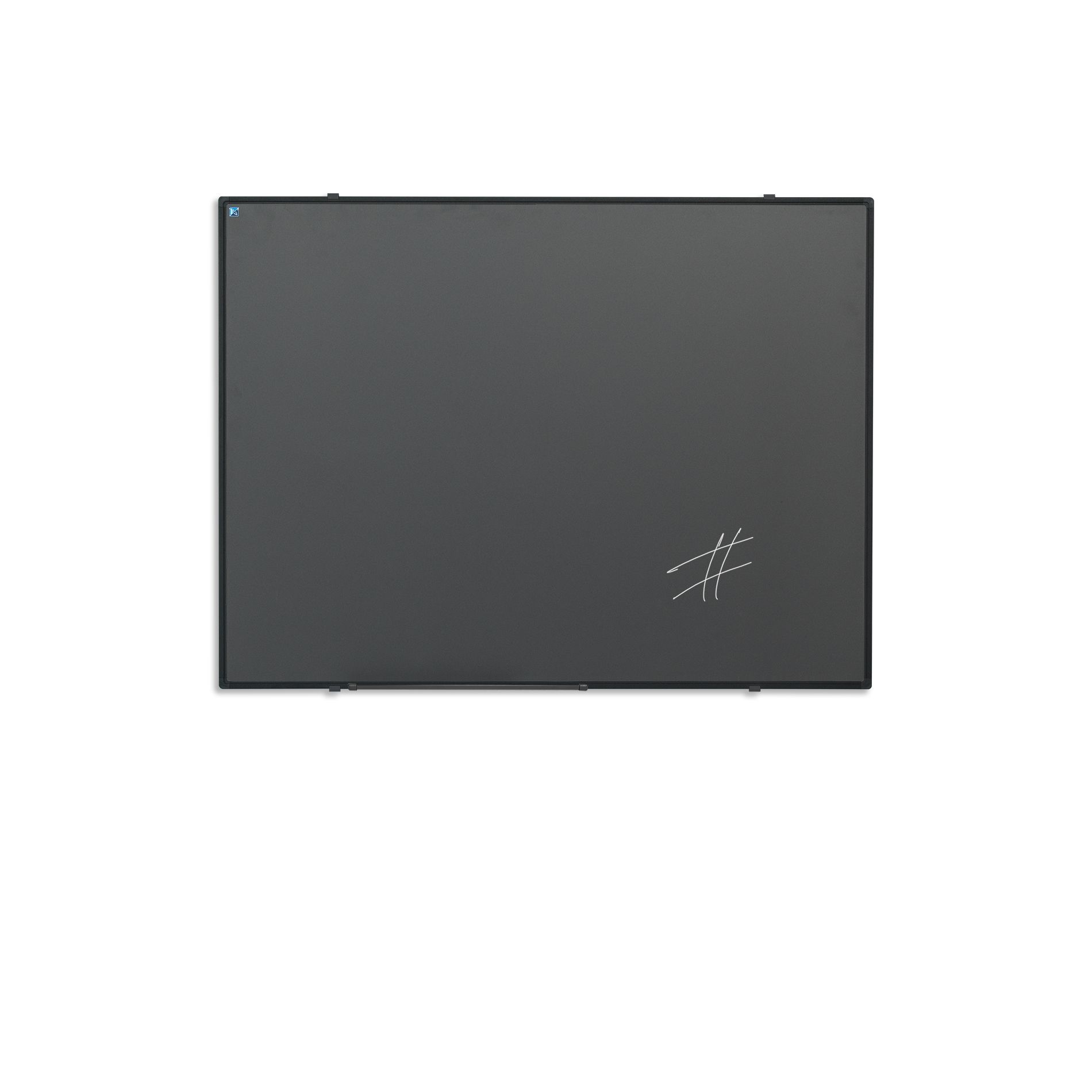 Krijtbord zwart Softline profiel 8mm, emailstaal grijs - 120x240 cm