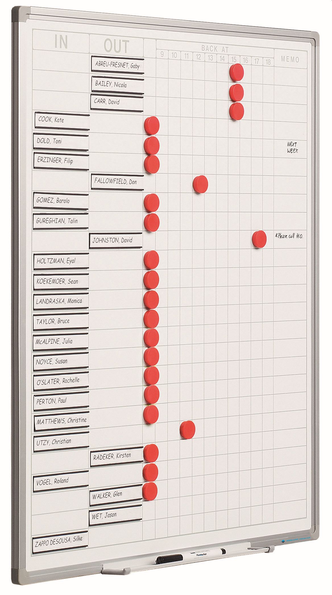 Presentiebord Softline profiel 8mm, IN/OUT - 70x60 cm