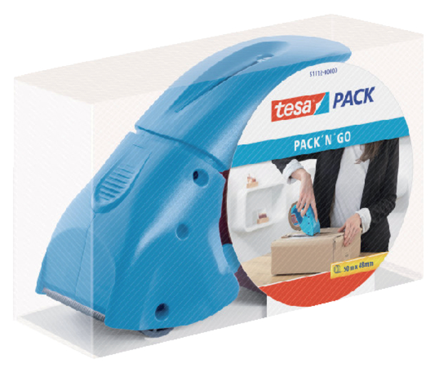 Verpakkingstape dispenser  tesapack® pack-n-go blauw