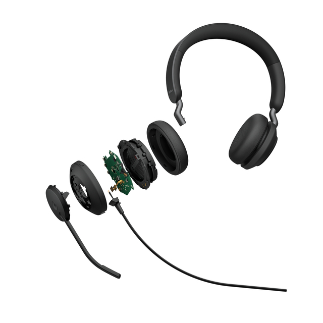 binaural hoofdtelefoon, draadloze hoofdtelefoon, over-ear, met microfoon, draagstuk met kabel