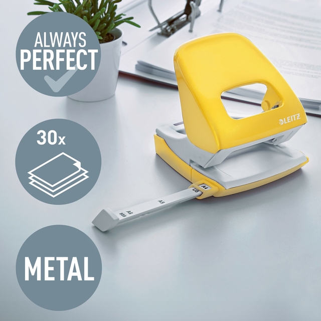 mini punch, card punch, metaal, geel, klemapparaat