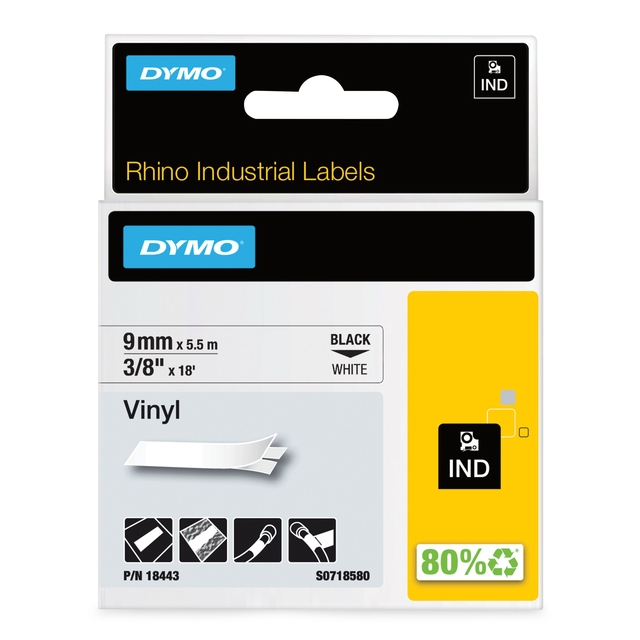 Vinyl, Rhino Labels, Black, White, 80% recycled