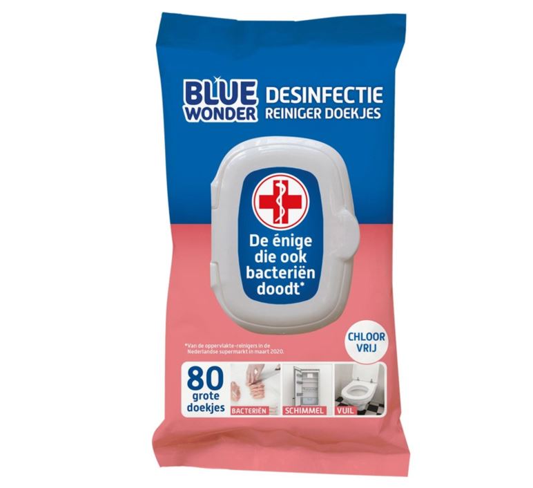 Blue Wonder XL desinfectie reiniger doekjes doos 6x72st