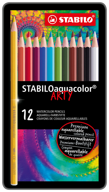 Kleurpotloden STABILO 1612 aquacolor assorti blik à 12 stuks