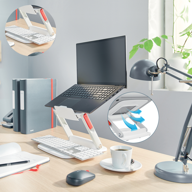 laptop stand, adjustable stand, desk setup, ergonomic, laptop riser