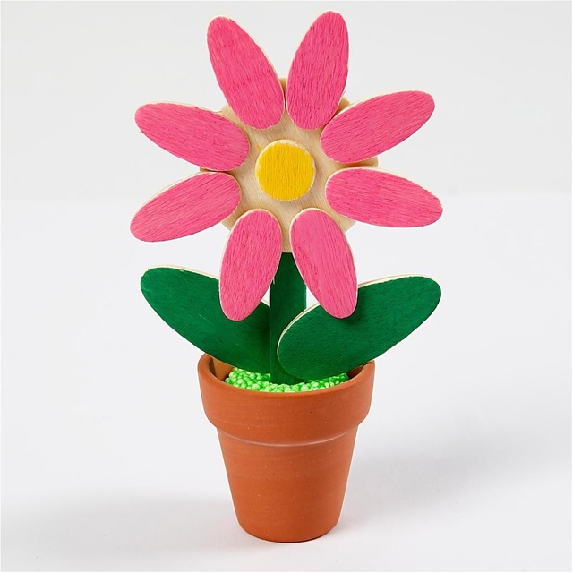 kunststof bloem, plastic bloem, pink bloem, terracotta pot, appels en craft