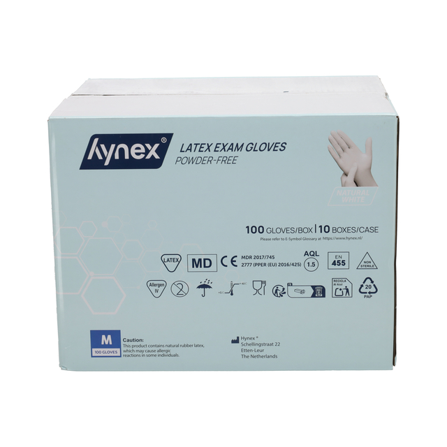 latex hands, handschoenen, poedervrij, wegwerpbaar, doos 100