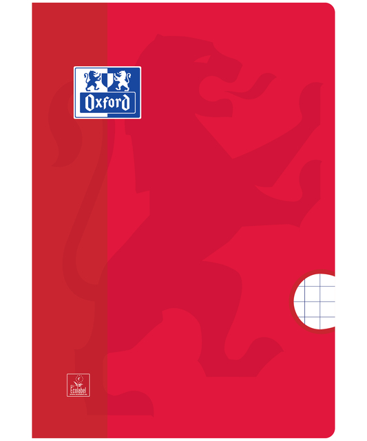 notebook, rood, omslag, Oxford-logo, rasterpatroon