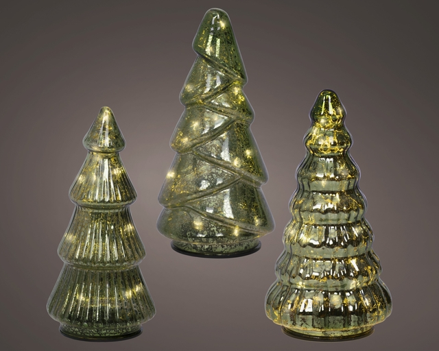 glazen kerstboom, decoratieve bomen, goudkleurig glas, boomvorm, geribbeld glas
