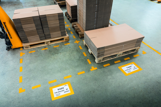 Vloersticker Durable kader voor A4 documenten verwijderbaar geel 10 stuks