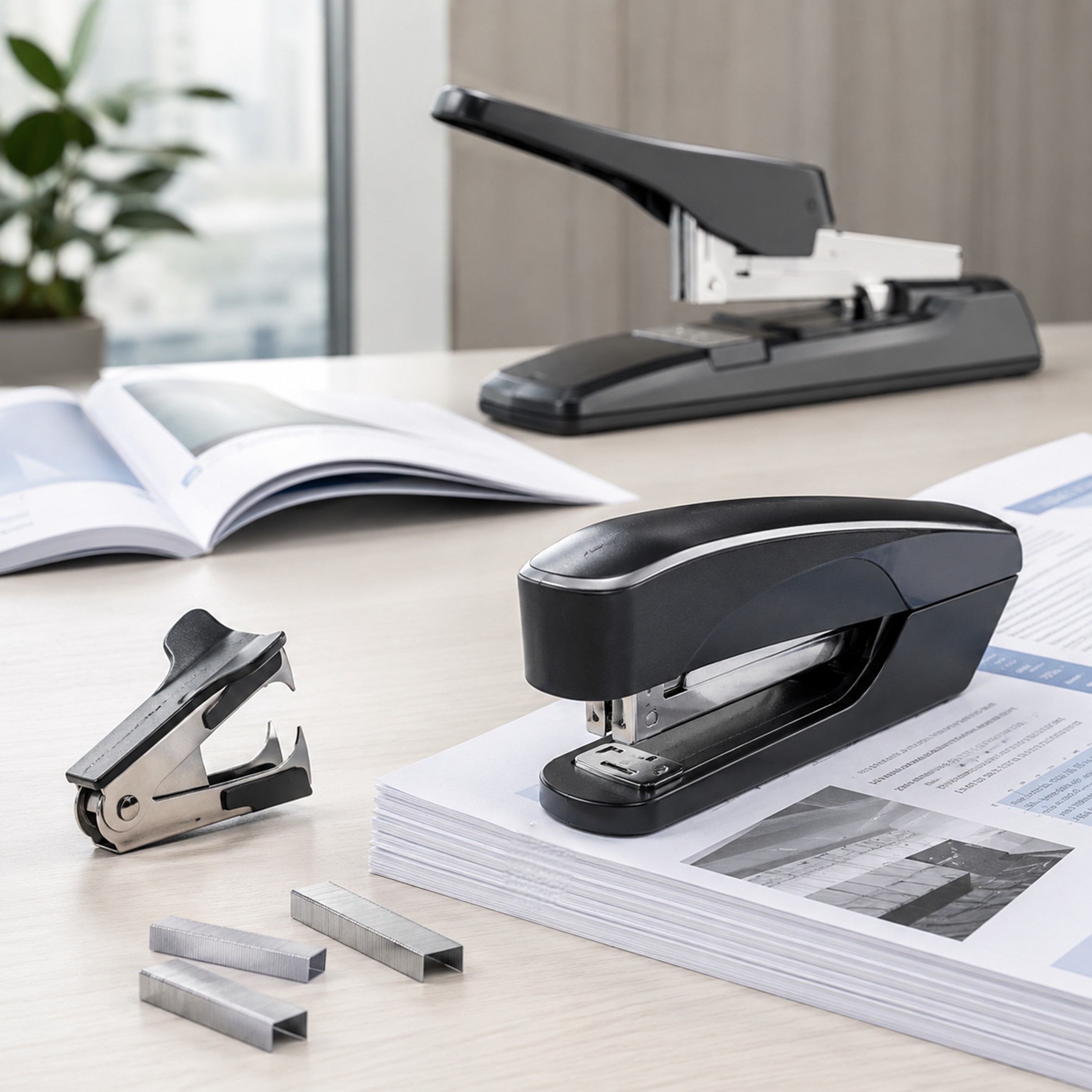 kantoorhulpmiddelen, stapler, tacker, nietje, papierwerk