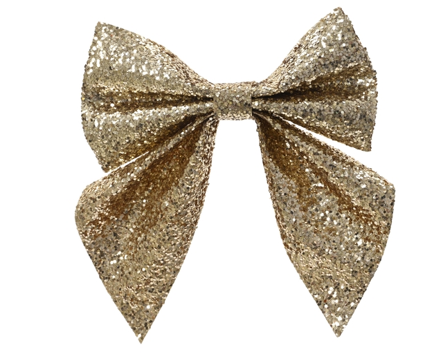 glitterstrik, goudkleurig, strik, decoratie