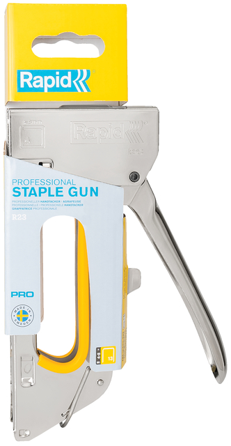 staple gun, stapler, metaal, gele accenten, handheld