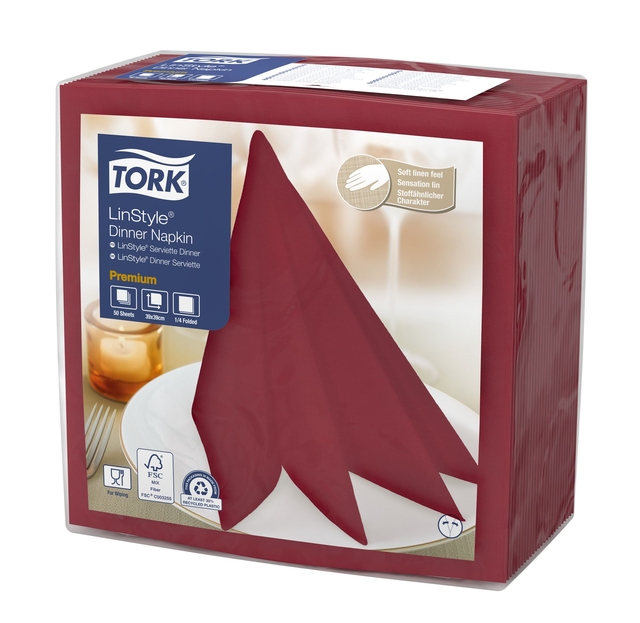 linnen servet, dinner napkin, papieren servet, rood, 60x60 cm