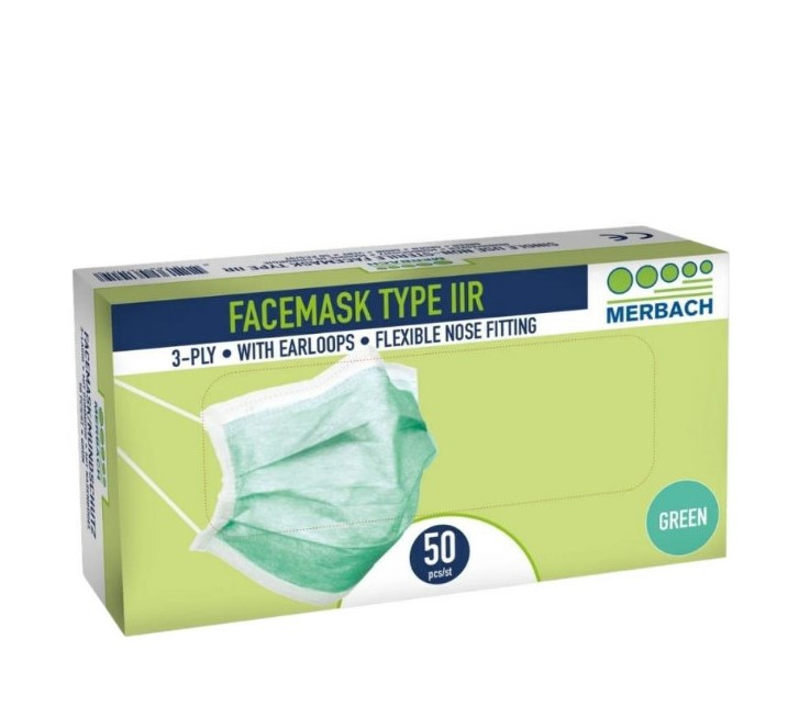 Medi-Inn Mondmaskers type IIR 3lgs Groen doos 500st