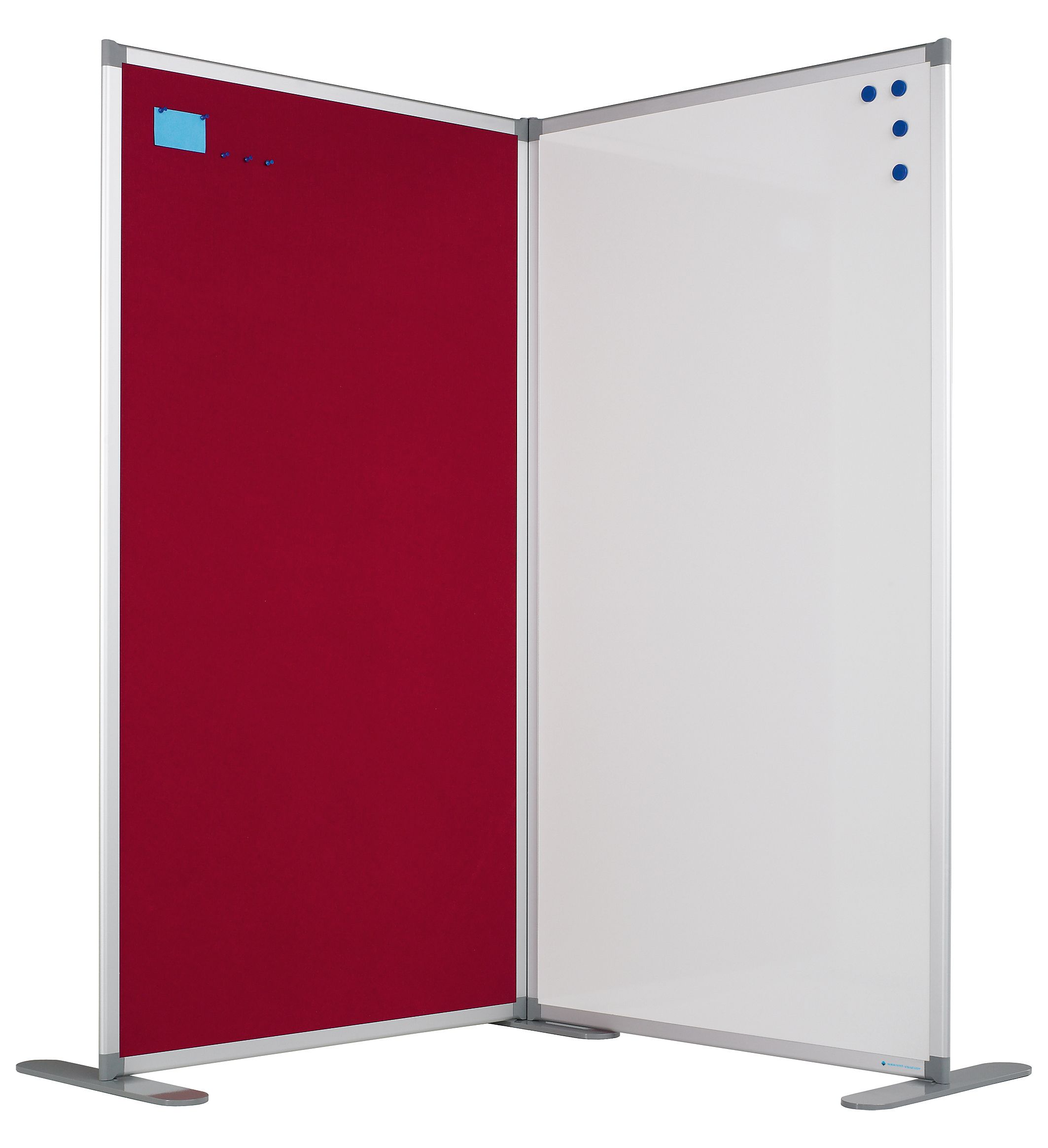Scheidingswand whiteboard, dubbelzijdig wit emaille - 110x80 cm