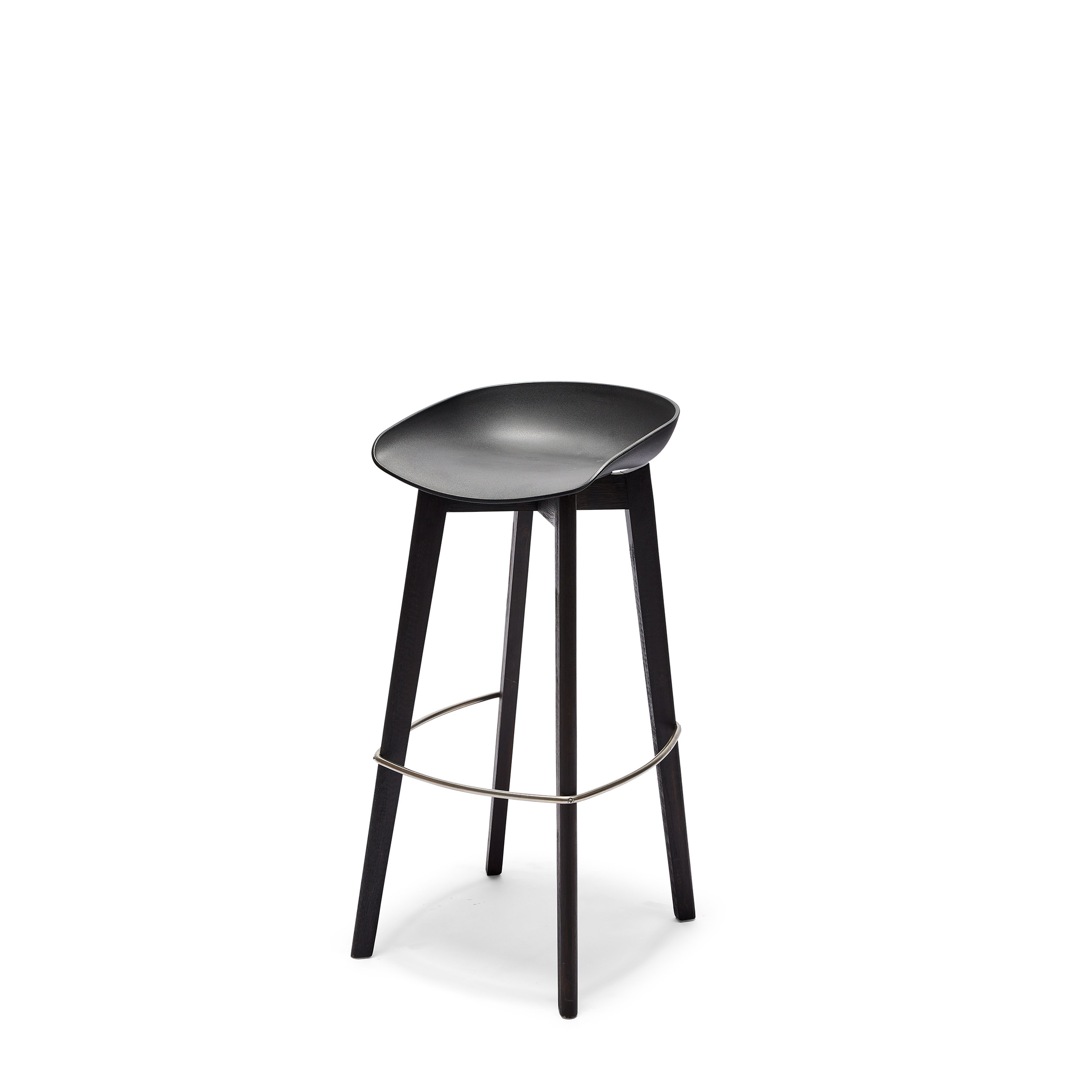 Keeve Stapelbare barkruk zwart low, berkenhouten frame en kunststof zitting, 53x47x90cm (LxBxH), 506FD03SB