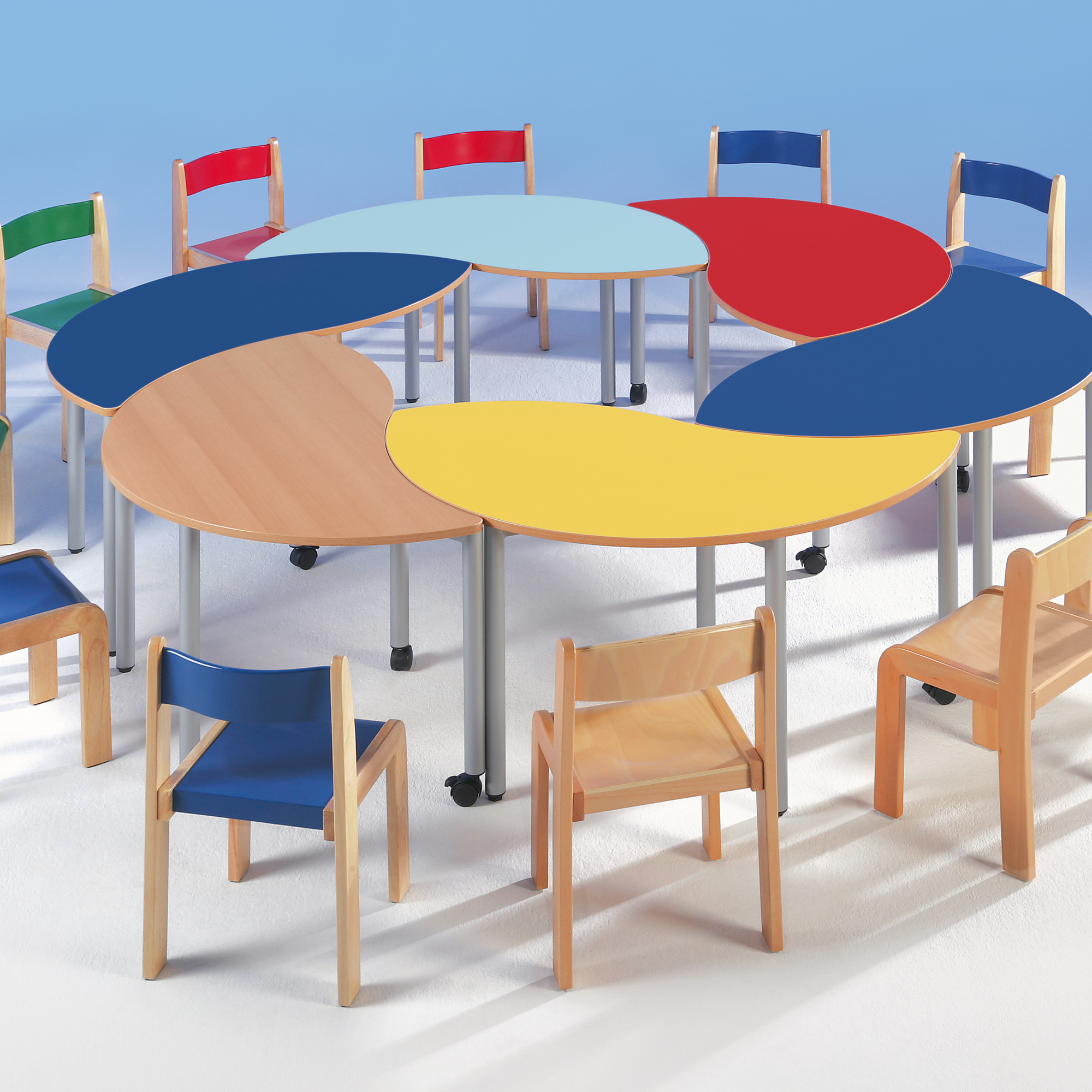 Halfronde golfvormige tafel Swing-it Steely verstelbare hoogte