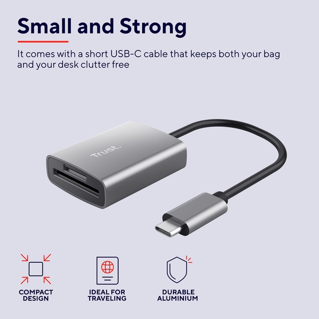 USB-C adapter, kleine afmeting, aluminium, compact design, draagbaar