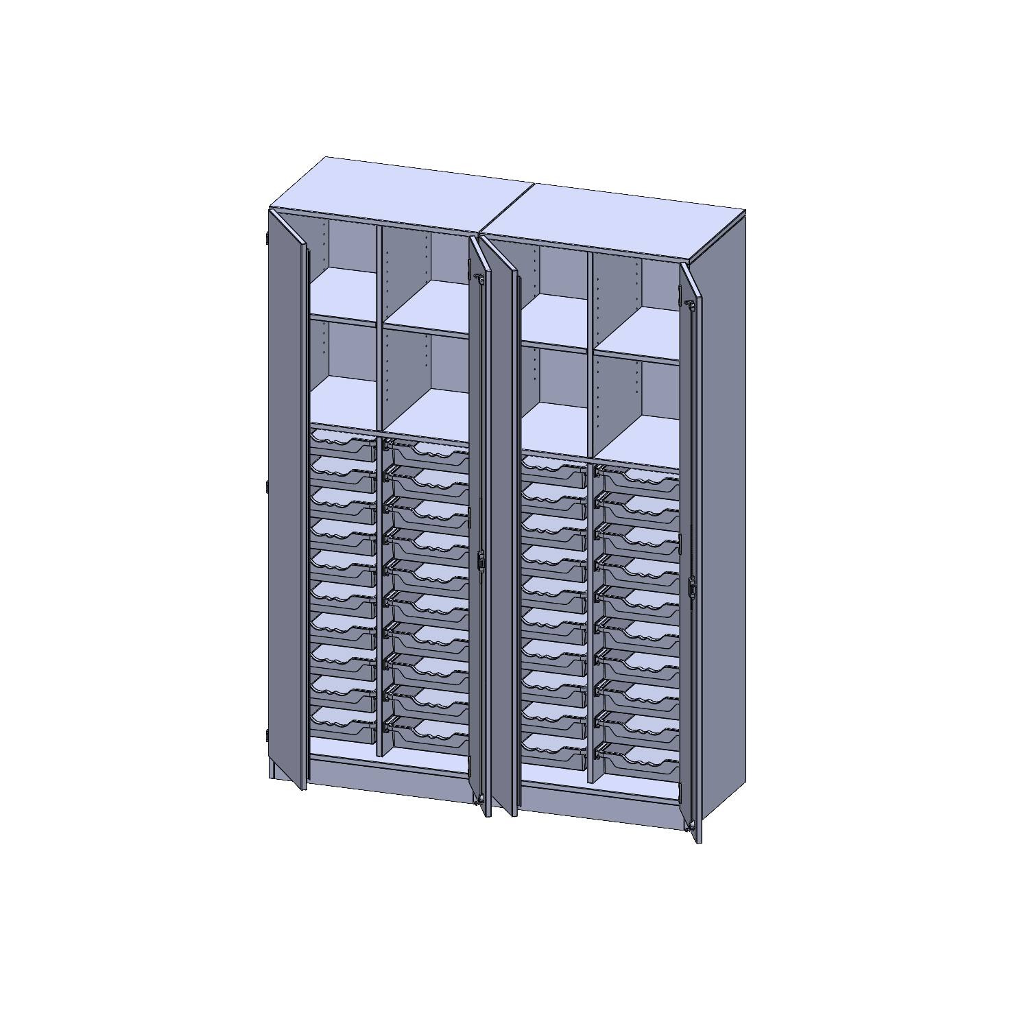 ErgoTray kast, tweedelig, vier rijen, 5 ordnerhoogtes - evo180 serie