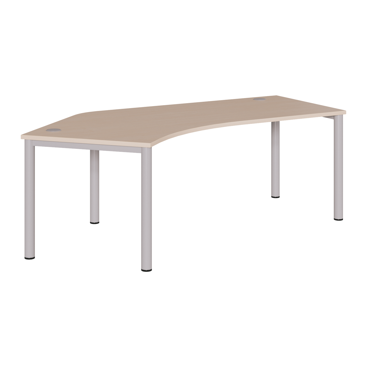 In hoogte verstelbaar vrij gevormd bureau met buisframe