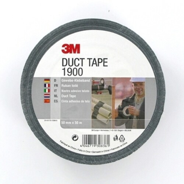 Plakband 3M 1900 Duct Tape 50mmx50m zwart